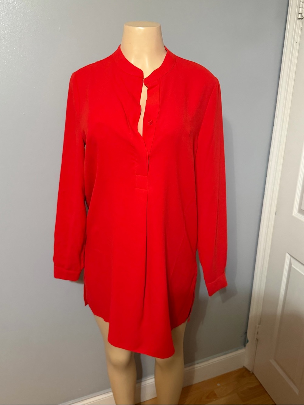 Anne Klein Women’s Redish Orange Long-Sleeve Tunic Blouse